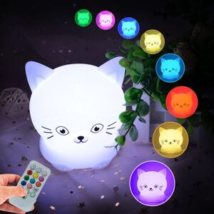 Longziming - Kitten Night Light Kids - Silicone Night Light for Baby, Bedside Lamp Bedroom Lights - Suitable for