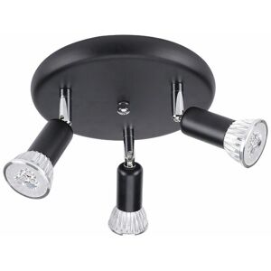 Dewdat - Led Ceiling Light, 3 Black Spotlights Adjustable 350°, 3 x 6W GU10 Bulbs, Neutral White 4500K 230V 600 lm, IP20 Ra82