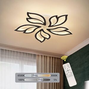 GANEED LED Ceiling Light Fixture, 60W Modern Leaves Ceiling Lamp Dimmable Black Flush Mount Ceiling Chandelier for Living Room Study Room Dining Room Bedroom