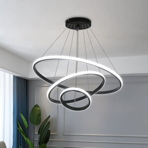 Goeco - Modern Suspension led Ceiling Light Chandelier Aluminum led 76W Circle Shape 3 Rings Adjustable Hanging Ceiling Light Fixture, Dimmable