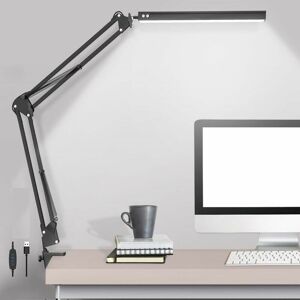 DEWDAT Led Desk Lamp with Clamp, Swing Arm Desk Lamp, Adjustable Desk Light Care Table Light, 3 Color Modes, 10-Year Dimmer, Eye Cargo Desk Lamps for Home
