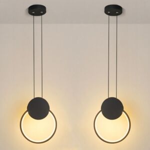 Wottes - led Industrial Pendant Light Fixture Ring Ceiling Light Adjustable Hanging Lamp Indoor Chandelier Warm White Light 2Pcs