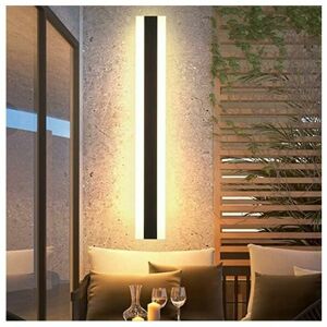 DEWDAT Led Long Wall Lamp Villa Wall Lamp Villa Porch Outdoor Sconce IP65 Waterproof Wall Lamps Black Long Strip Light Outdoor Sconce-60CM, Warm Light