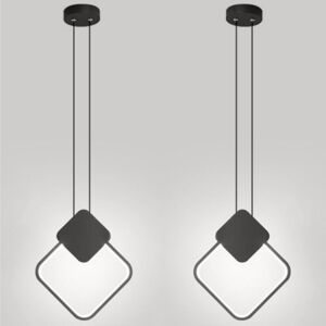 WOTTES Led Modern Industrial Pendant Ceiling Light 2Pcs Metal Hanging Lamp Black Indoor Chandelier Cold White Light 2Pcs