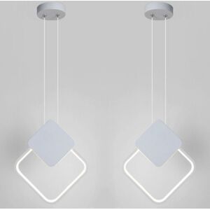 Wottes - led Modern Industrial Pendant Ceiling Light 2Pcs Metal Hanging Lamp White Indoor Chandelier Cold White Light 2Pcs