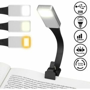 Gotrays - led Reading Light for Books in Bed at Night, usb Rechargeable Clip on Book Reading Lamp, 3 Level Brightness, Eye Care for Kindles