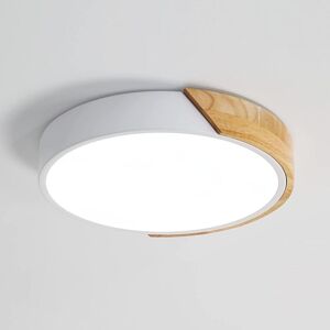Goeco - led Round Wooden Ceiling Light 24W, Indoor Ceiling Light 6000K (Cool White), Modern Ceiling Lamp Ø305CM for Bathroom, Bedroom, Kitchen,