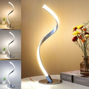 DEWDAT LED Spiral Dimmable Bedside Lamp, Metal Touch Table Lamp 3000K-5000K (Warm/Natural/Cold White), Modern LED Desk Lamp with Cable, Decoration Lamp for