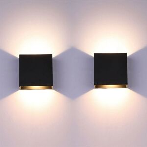 AXHUP 2pcs led Wall Light 6W Modern Aluminum Wall Lamp Sconce Fixtures for Living Room Bedroom Outdoor (Black, Warm White)