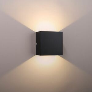 AXHUP Led Wall Light 6W Modern Aluminum Wall Lamp Sconce Fixtures for Living Room Bedroom Outdoor (Black, Warm White)