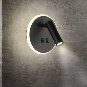 IKODM led wall light bedside reading spotlight dual control rotating wall light black - round 3W+8W white light 6000-6500K