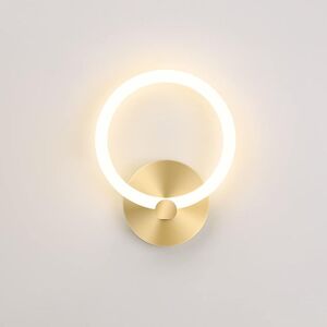 Tonchean - led Wall Light Indoor Gold Modern Round Bedside Lamp 19cm Living Room Hallway Wall Sconce Bedroom Decor, 10W (3000K Warm White), Gold