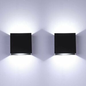DEWDAT Led Wall Light Indoor Modern Aluminum Wall Light for Living Room Bedroom Bathroom Kitchen Dining Room Cool White and Black 2 Pack