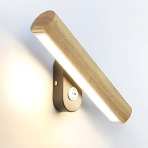 TONCHEAN Led Wall Light Wood with Switch, 360° Rotatable, Bedside Lamp 6W Warm White/Cool White/Natural White 3 in 1 Switchable, 32.5cm for Living Room