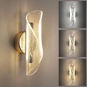 Goeco - led Wall Sconce, 16W 3 Adjustable Color Temperature Modern led Wall Lamp, Creative Gold Spiral Design Indoor Wall Light for Bedroom Living
