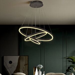 Livingandhome - Modern 3 Ring Aluminum Round Hanging led Pendant, Light Stepless Dimmable
