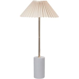 Beliani - Modern Bedside Table Lamp with Linen Fabric Shade Metal Concrete Base Beige with Gold Baluarte