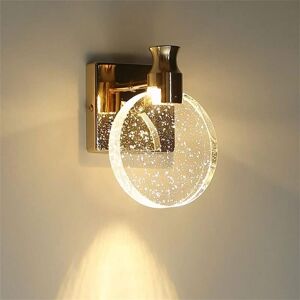 TONCHEAN Modern Creative led Crystal Wall Light with Round Bubble Crystal Lampshade, Gold Bedside Lamp for Living Room, Bedroom, Hallway, Three Colors ø 16cm