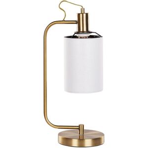 Beliani - Modern Desk Bedside Table Lamp Light Lighting White Material Linen Shade Metal Base Copper Liberia