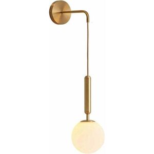 TONCHEAN Modern E27 Glass Ball Wall Lamp, Nordic Minimalist Indoor Lighting Wall Light, Suitable for Bedroom, Living Room, Aisle, Night Lighting (White Brass)