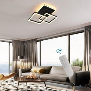 Ganeed - Modern led Ceiling Light, Dimmable 3 Heads Squares Ceiling Lamp Fixture with Remote, Acrylic Metal Flush Mount Ceiling Chandelier Lighting
