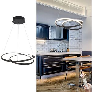 Ganeed - Modern led Chandelier, 36W Dimmable led Pendant Light with Remote, Black Acrylic Pendant Lighting Fixture, 2 Ring Chandelier Hanging Lamp