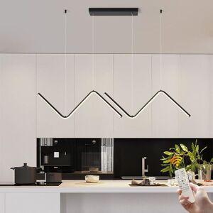 GANEED Modern LED Pendant Light, Dimmable Creative LED Chandelier Linear Wave Light Fixture with Remote Control, Adjustable Hanging Pendant Light Fixture