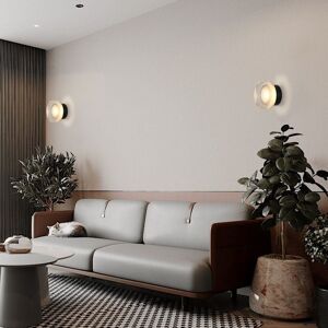 WOTTES Modern led Wall Light Indoor Wall Lamp Round Design Sconce Wall Light Black 5W Warm White Light 2Pcs