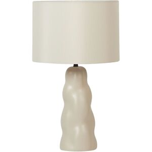 Beliani - Modern Minimalist Decorative Ceramic Bedside Table Lamp with Beige Drum Shade Beige Vilar