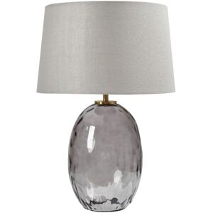 Beliani - Modern Minimalistic Bedside Table Lamp Glass Base Fabric Drum Shade Grey Bonelli