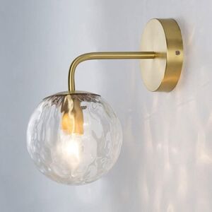 Tonchean - Modern Nordic Wall Lamp Brass Finish with Glass Shade for Study Room Living Room Bedroom E14 Wall Light Fixtures