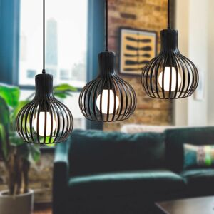 AXHUP Modern Pendant Light Creative Gourd Shape Chandelier 3 Lights Industrial Ceiling Lamp Fixture for Kitchen Island (Black)