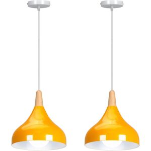 Wottes - Modern Simple Ceiling Hanging Light Indoor Pendant Lamp Adjustable Chandelier for Island Bar Cafe 2Pcs Yellow