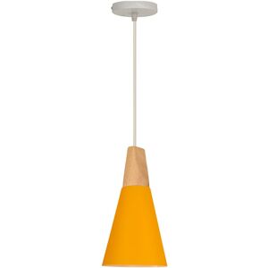 Wottes - Modern Simple Ceiling Hanging Light Metal Wooden Chandelier Lampshade Adjustable diy Pendant Lamp Dark Yellow