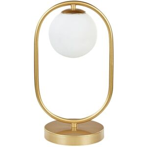 Beliani - Modern Standing Table Lamp Round Shade Glass Single Light Iron Metal Rod Gold Yankee