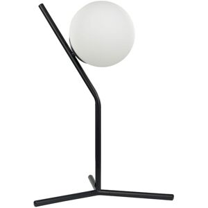 Beliani - Modern Standing Table Lamp Round Shade Glass Single Light Metal Rod 45 cm Glass Shade White and Black Wapiti