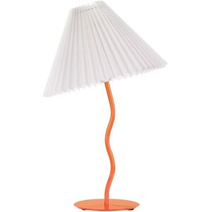 Beliani - Modern Table Lamp Bedside Light Metal Base Synthetic Pleated Shade Orange Alwero