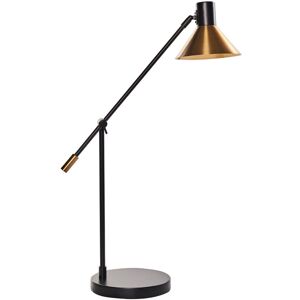 Beliani - Modern Table Lamp Metal Iron Adjustable Shade and Arm Black and Gold Pinkeen