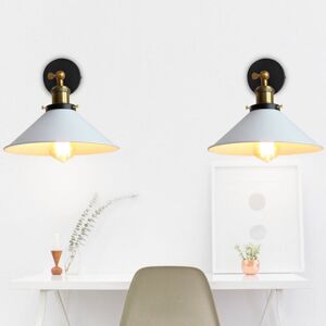WOTTES Industrial Wall Light Metal Edison Wall Lamp Swing Adjustable Indoor Wall Sconce White 2Pcs