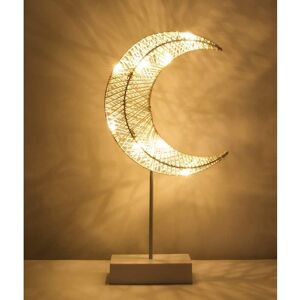 Memkey - Night Light for Kids, Decorative Desk Lamp, Battery Operated Moon Shaped led Bedside Lamp, Night Lighting, Warm White Light
