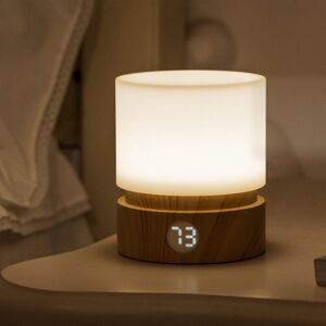 Longziming - Night Light with Timer, Small Table Bedside Lamp, led Night Light Kids, Baby Night Light, Wood Grain, Dimmable, Battery, Rechargeable