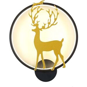 YMYNY Nordic elk wall lamp, bedroom bedside lamp, modern minimalist creative staircase, balcony, decoration, LED aisle lamp, black, warm light