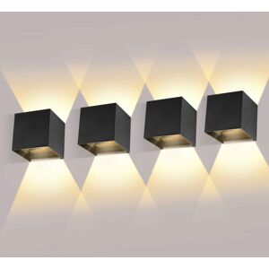 Ikodm - Pack 12W Indoor/Outdoor Wall Light with Adjustable Beam Angle led Wall Sconces 3000K Warm White IP65 Waterproof Wall Lamp Black Wall Lamp for