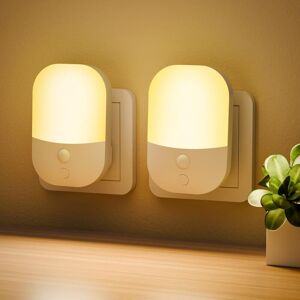 SJQKA Pack Plug-in Night Lights with Dusk to Dawn Photoelectric Sensor, 5 Adjustable Brightness Levels, On/Off/Auto Modes, 3000K Warm White LED Night Light