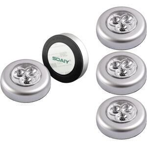 Longziming - Pack Self-adhesive led Spot Lamp Night Light Powered by 3 Batteries for Wardrobe/Cupboard/Shelf/Entrance/Kitchen/Passage