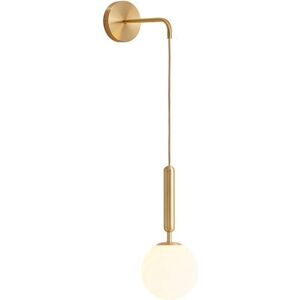 Ikodm - pc Vintage Industrial Wall Sconces, 15cm White Glass Globe and Gold Metal Wall Light Fixture, Living Room