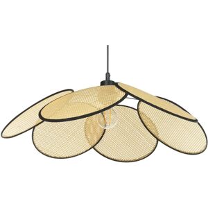 Beliani - Pendant Lamp Hanging Light Metal Iron Paper Rattan Effect Living Room Boho Traditional Style Natural and Black Meroo