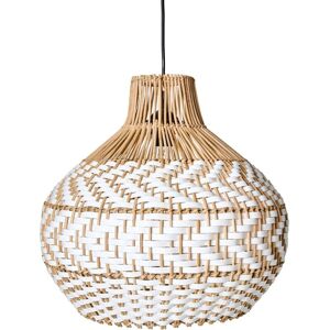 Beliani - Pendant Lamp Hanging Rattan Shade Iron Frame Boho Style Lighting White Yauco