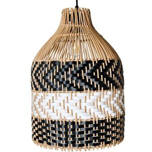 Beliani - Pendant Lamp Hanging Rattan Shade Iron Frame Boho Style Woven Handmade Lighting Black and White Turabo