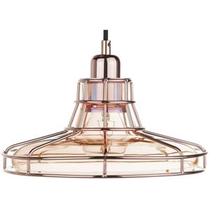 Beliani - Pendant Ceiling Light Lamp Metal Cage Tinted Glass Gold Copper Industrial Torre